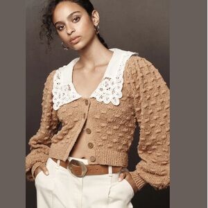 NWT Anthropologie Balloon Sleeve Collar Cardigan